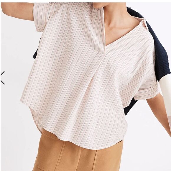 Madewell Courier Button Back Short Sleeve Blouse - Picture 5 of 6